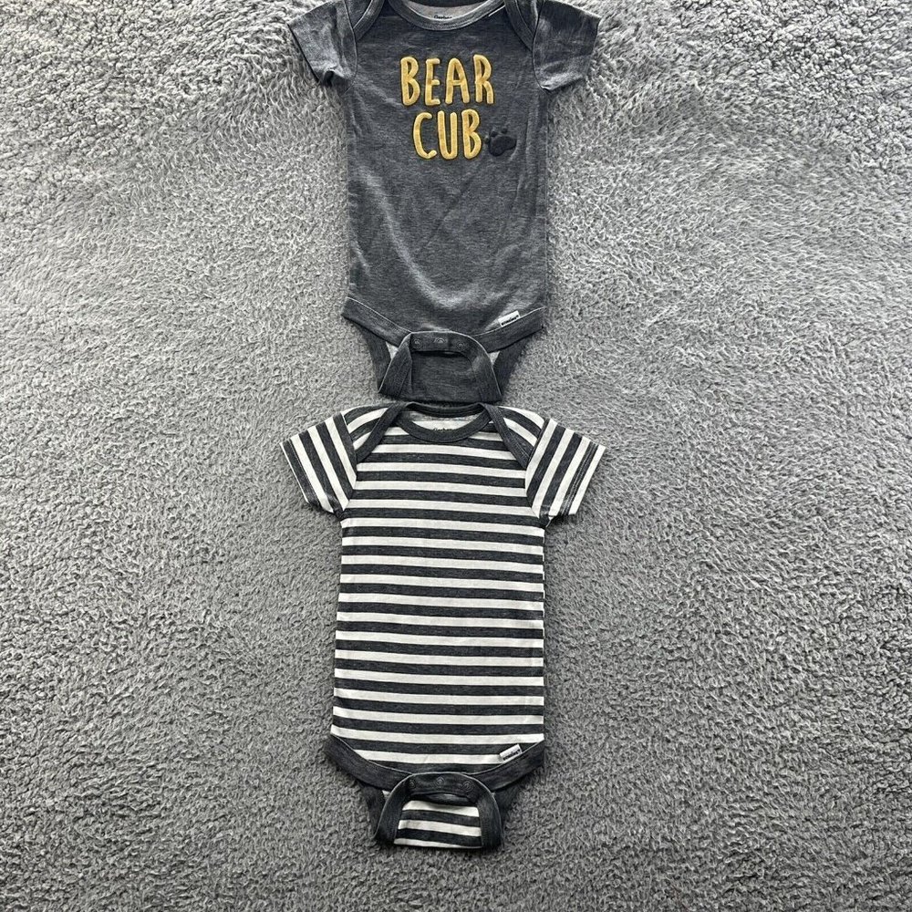 Gerber Bodysuit Lot Baby Boys Size 3-6 Months‎ Grey 2PC Bodysuits Size 3-6M